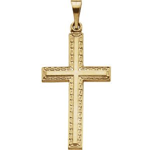 Patterned Cross 14k Yellow Gold Pendant