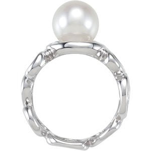 Freshwater Cultured White Pearl Ring, 9.50MM - 10MM, Sterling Silver, Size 6