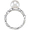 Freshwater Cultured White Pearl Ring, 9.50MM - 10MM, Sterling Silver, Size 6