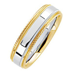 6mm 14k White and Yellow Gold Two-Tone Comfort-Fit Design Band, Size 5 to 15