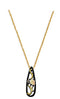 Ave 369 Black Powder Coat Tear Drop Necklace, 10k Yellow Gold, 12k Rose and Green Gold Black Hills Gold Motif, 18"