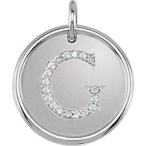 Diamond Initial "G" Pendant, Rhodium-Plated 14k White Gold (0.1 Ctw, Color G-H, Clarity I1 )