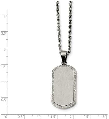 Men's Stainless Steel Laser-Cut Dog Tag Pendant Necklace, 22"