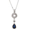 14k White Gold Blue Sapphire and Diamond Necklace