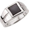 Men's Square Onyx Cabochon Sterling Silver Ring