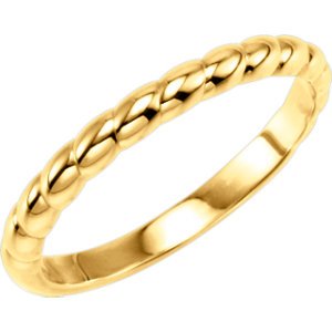 Rope Trimmed Stackable 2.5mm 14k Yellow Gold Ring