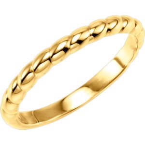 Rope Trimmed Stackable 2.5mm 14k Yellow Gold Ring, Size 6.75