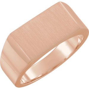 Men's 10k Rose Gold Brushed Rectangle Signet Ring (15x9mm)