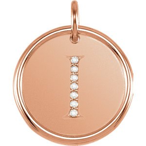 Diamond Initial "I" Pendant, 14k Rose Gold (.04 Ctw, G-H Color, I1 Clarity)