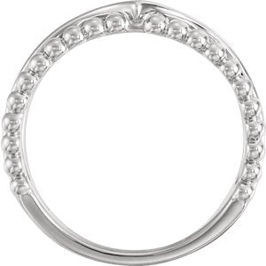 Negative Space Beaded 'V' Ring, Rhodium-Plated 14k White Gold, Size 7.25