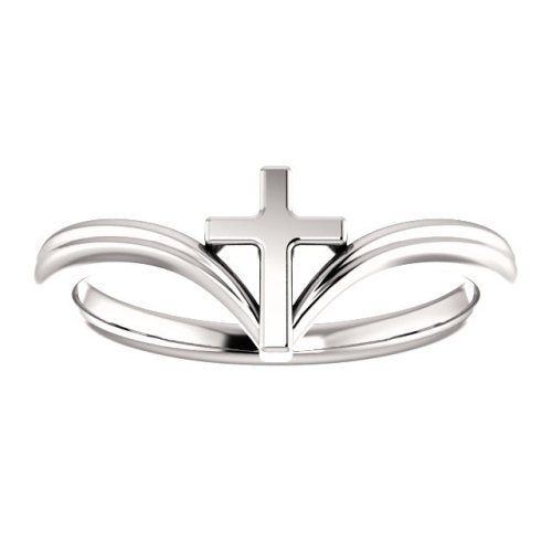 Platinum Petite Cross Ring