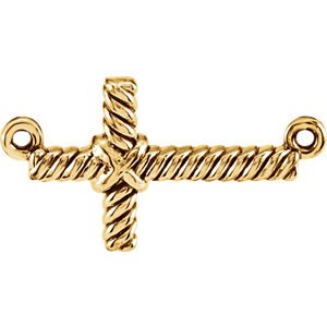 Rope-Trim Sideways Cross 14k Yellow Gold Pendant (8.65x16MM)