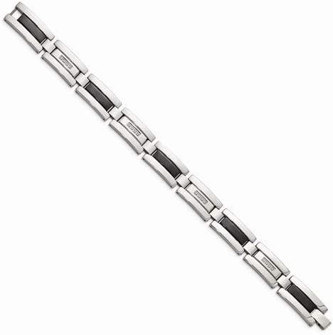 Men's Brushed and Polished Stainless Steel, Black IP Bracelet, 8.5 Inches