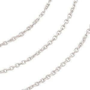 14k White Gold Solid Diamond Cut Cable Chain Link, 1mm