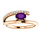 Amethyst and Diamond Bypass Ring,, 14k Rose Gold (.125 Ctw, G-H Color, I1 Clarity)