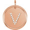 Diamond Initial "V" Pendant, 14k Rose Gold (.06 Ctw, Color GH, Clarity I1)