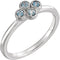 Aquamarine Quatrefoil Ring, Rhodium-Plated 14k White Gold, Size 6