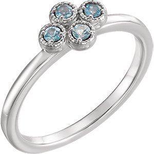 Platinum Aquamarine Quatrefoil Ring