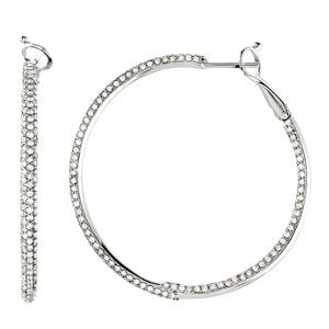 Diamond Inside/Outside Hoop Earrings, 14K White Gold (2 7/8 Ctw, Color H-I, Clarity I1)