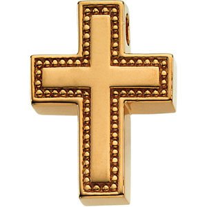 Coticed Cross 14k Yellow Gold Pendant (21X16.25MM)