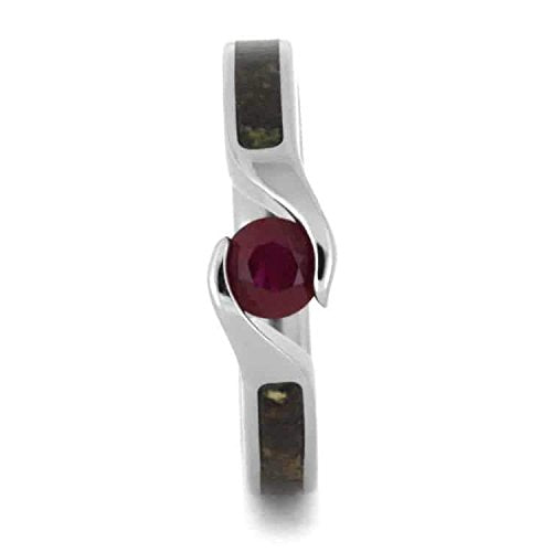 Ruby, Dinosaur Bone 3.5mm Comfort-Fit Titanium Bypass Engagement Ring, Size 14.75