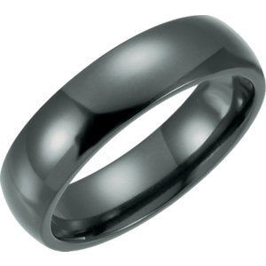 Black Titanium 6mm Slight Dome Polished Comfort-Fit Band, Size 6