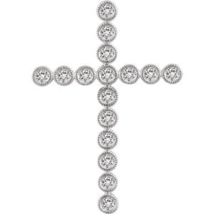 Diamond Paternoster Cross Pendant, 14k White Gold (.25 Ctw, H+ Color, I1 Clarity)