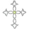 Genuine Peridot Cross 14k White Gold Pendant