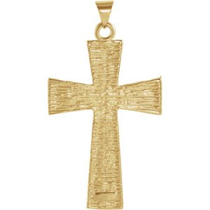 Inlay Christian Cross 14k Yellow Gold Pendant (34.00X23.00 MM)