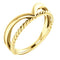 Negative Space Rope Trim and Curved 'V' Ring, 14k Yellow Gold, Size 6.25