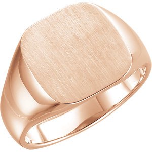 Men's Closed Back Signet Ring, 14k Rose Gold (14mm) Size 10.25