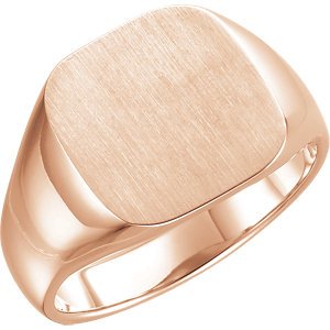 Men's Closed Back Signet Ring, 10k Rose Gold (14mm) Size 9.75