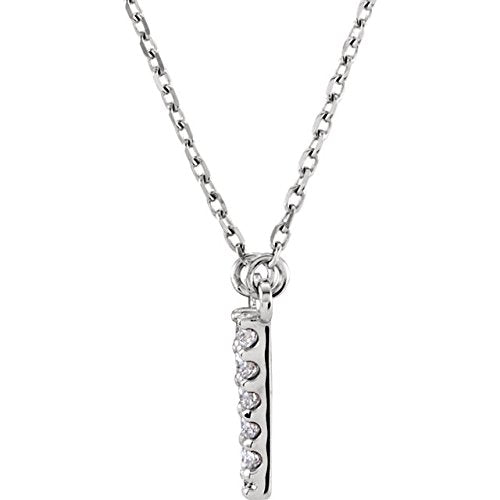 Diamond Initial 'V' Rhodium Plate 14K White Gold (1/8 Cttw, GH Color, I1 Clarity), 16.25"