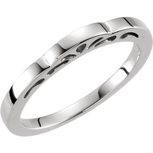 Cut-Out Paisley 3mm Stackable Rhodium-Plated 14k White Gold Ring