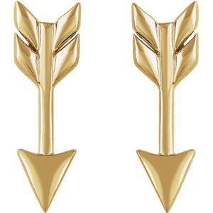 Satin-Finish Arrow Earrings, 14k Yellow Gold