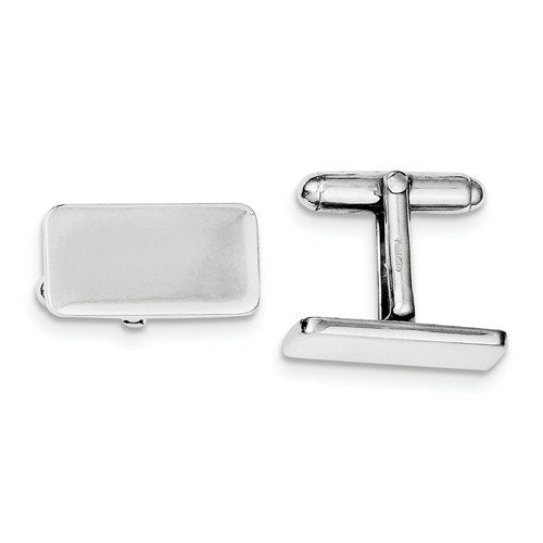 Rhodium-Plated Sterling Silver Rectangle Cuff Links, 21X19MM