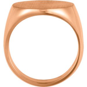 Men's Closed Back Brushed Signet Ring, 10k Rose Gold (18 mm) Size 13
