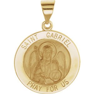14k Yellow Gold Round Hollow St. Gabriel Medal (18.5 MM)