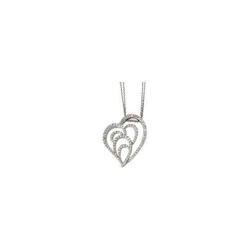 14k White Gold 1.33 Cttw. Diamond Heart Necklace