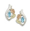 Ave 369 Created Blue Zircon Marquise December Birthstone Earrings, Sterling Silver, 12k Green and Rose Gold Black Hills Gold Motif