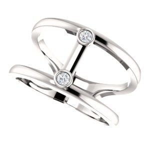 Diamond Two-Stone Negative Space Ring, Rhodium-Plated 14k White Gold, Size 7 (.06 Ctw, G-H Color, I1 Clarity)