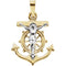 Two-Tone Mariner's Cross Anchored Crucifix 14k Yellow and White Gold Cross Pendant (15X16MM)