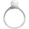 White Freshwater Cultured Pearl Rope Ring, Rhodium-Plated 14k White Gold (7-7.5 mm)