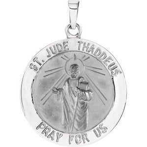 14k White Gold Round St. Jude Thaddeus Medal (22MM)