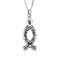 Jesus Fish Ash Holder Pendant Necklace, Rhodium Plate Sterling Silver, 18"