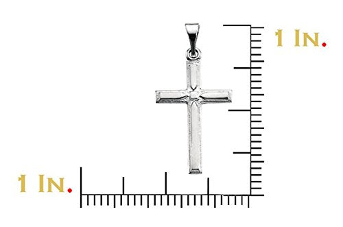 Boys Embossed Cross 14k White Gold Pendant