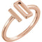 Slim-Profile Rectangle Bar Ring, 14k Rose Gold