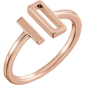 Slim-Profile Rectangle Bar Ring, 14k Rose Gold, Size 8.25