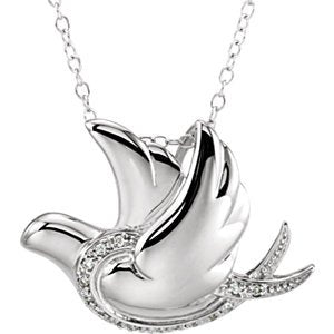 Cubic Zirconia Infinite Spirit Dove Sterling Silver Necklace, 18"