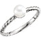 White Freshwater Cultured Pearl Rope-Trim Ring, Rhodium-Plated 14k White Gold (5.5-6mm)